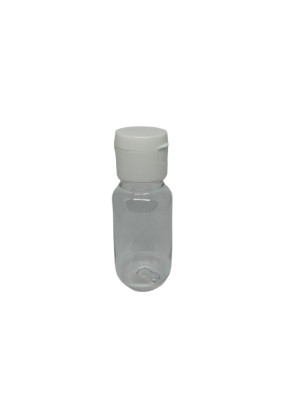 Bottles-Clear PET plastic with white dispenser cap -squeezable style-50ml