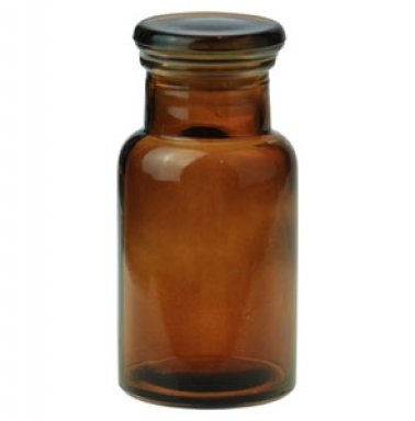 Bottle-Amber glass with matching glass stopper cap-300ml