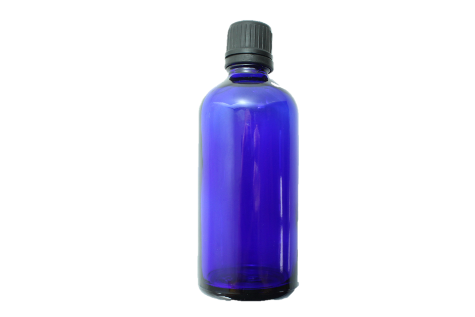 Bottle-Blue Glass with black screw cap-100ml