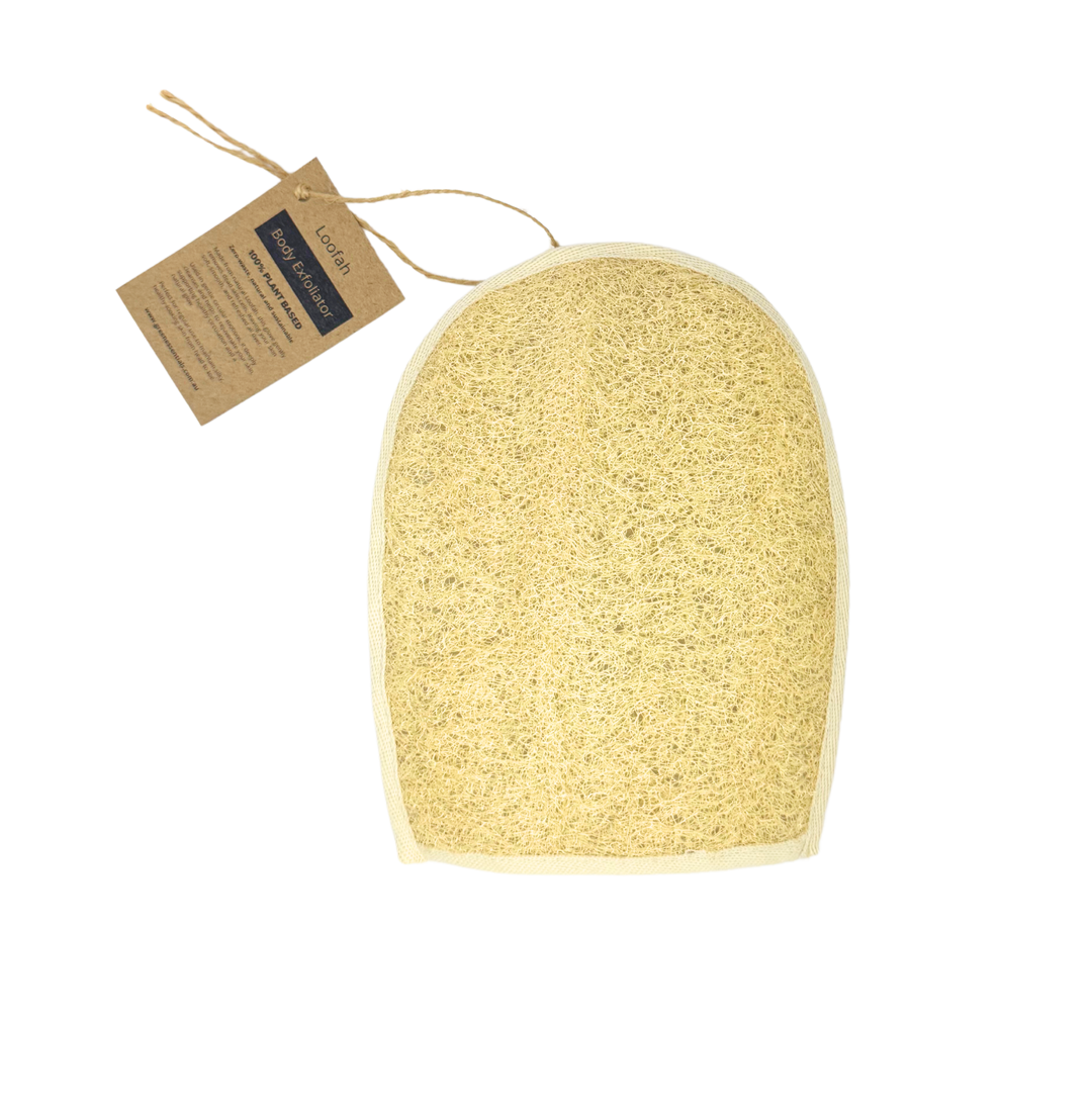 Loofah Body Exfoliator Glove by Green Essentials with cotton storage bag