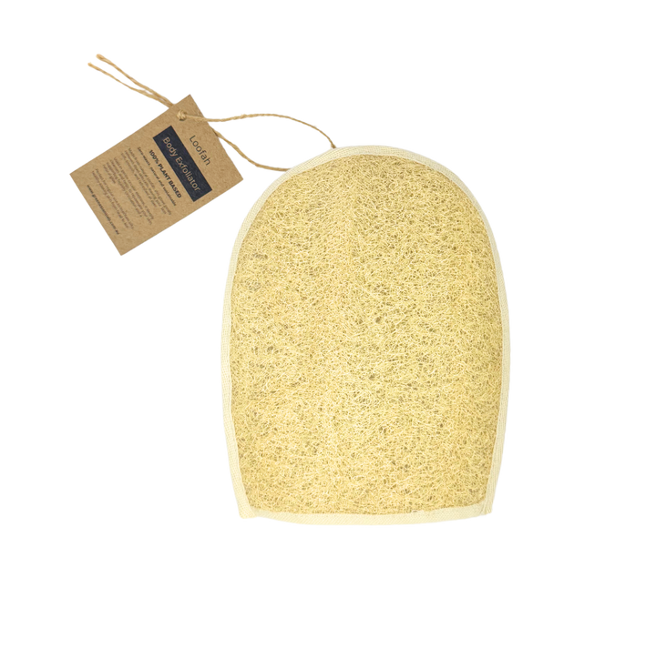 Loofah Body Exfoliator Glove by Green Essentials with cotton storage bag