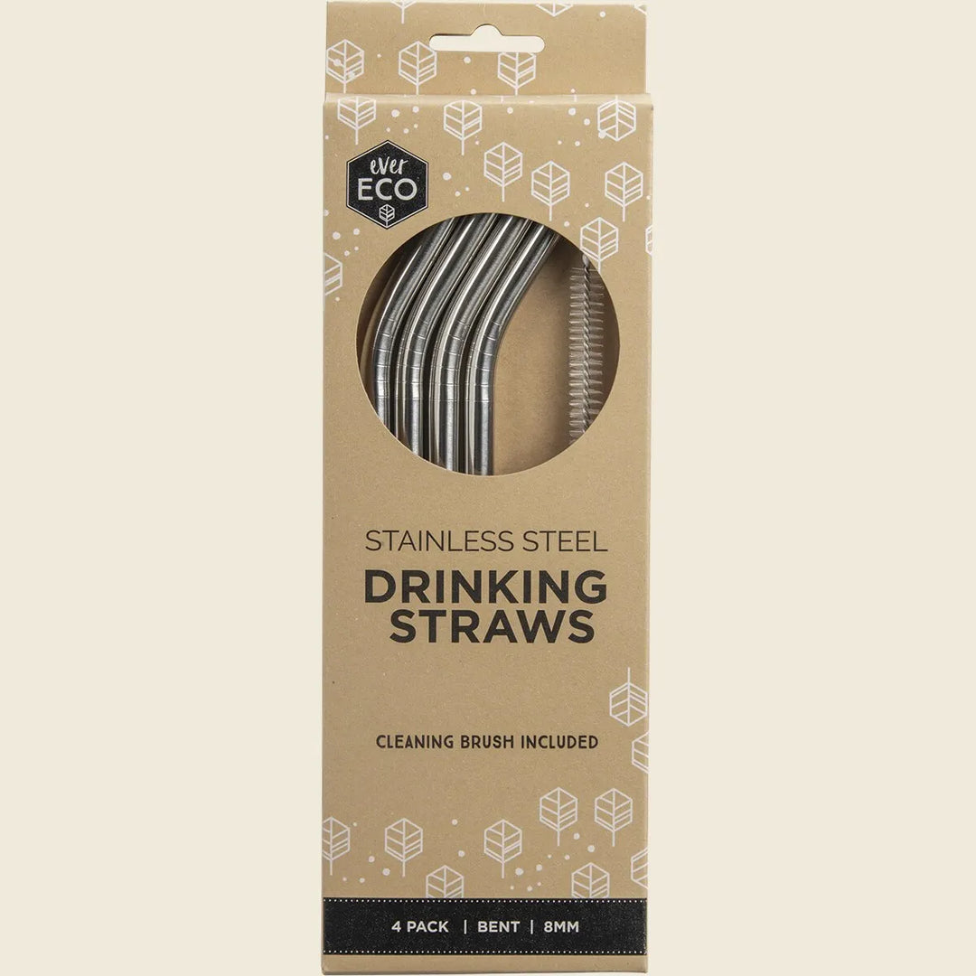 Straws STAINLESS STEEL BENT (4 Pack) by Ever Eco