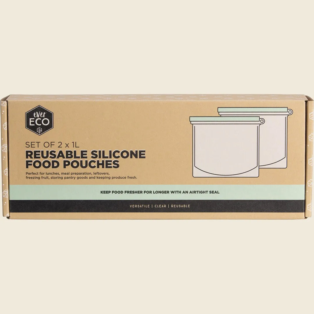 Reusable Silicone Food Pouches Set of 2 x 1L 2pk by Ever Eco