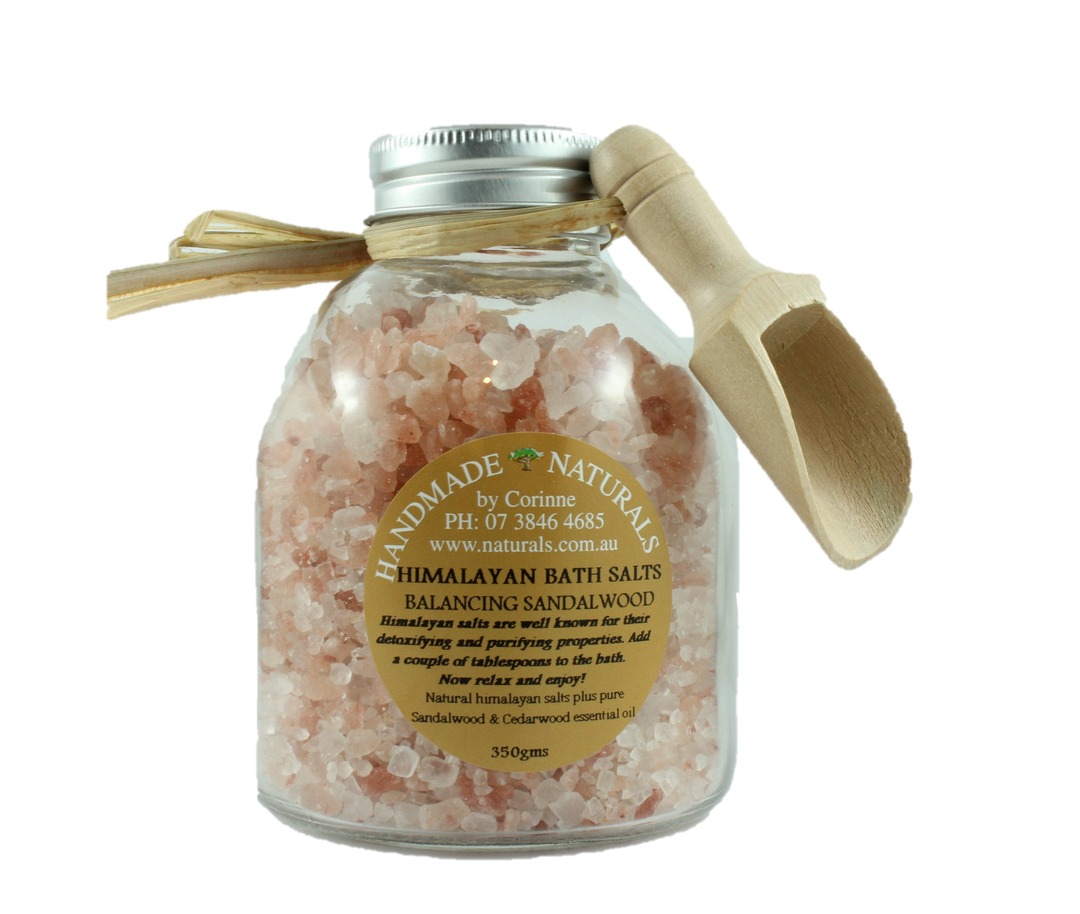 Bath Soak - Himalayan Crystal Salt - Bottled -Sandalwood by Handmade Naturals