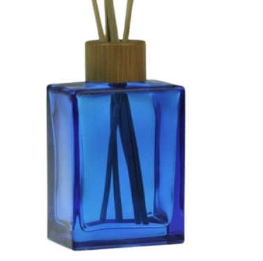 Reed Diffuser Blue Bottle Glass Rectangular with Bamboo Cap